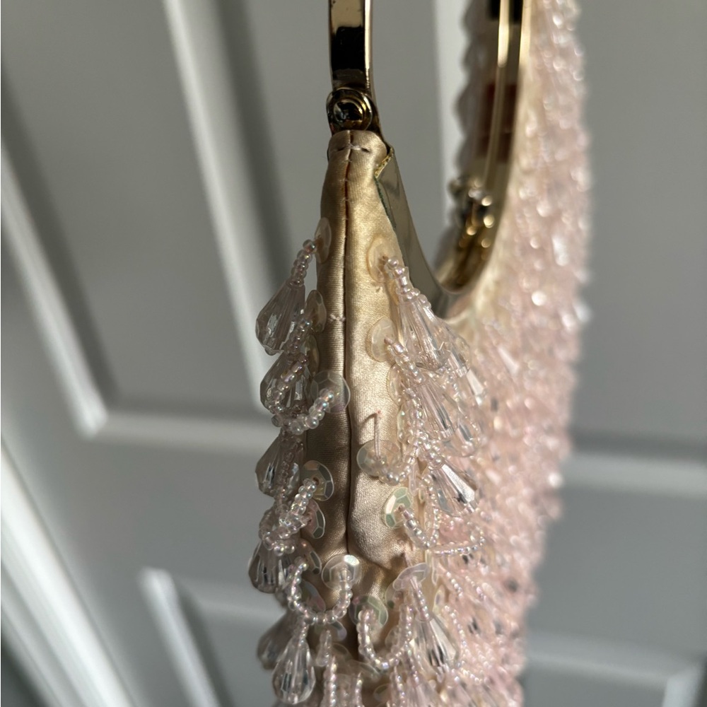 Banana Republic Elegant Pale Pink Beaded Silk Evening Bag - Picture 9 of 16
